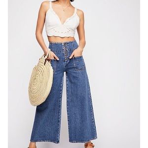 Free people cropped high waisted jeans